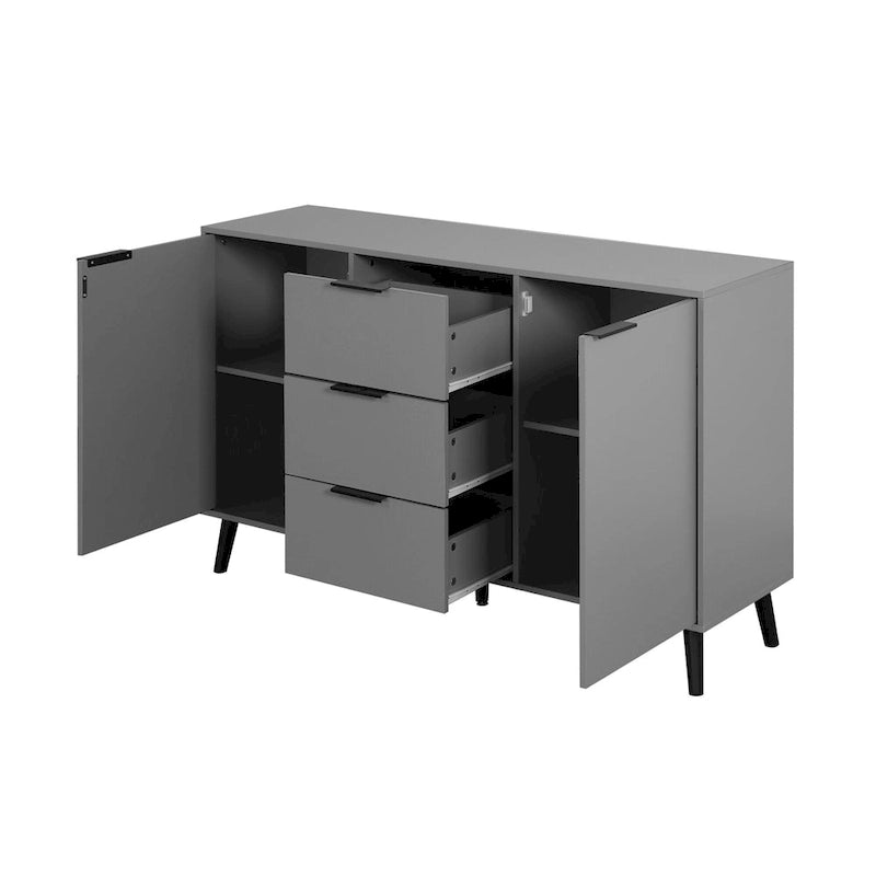 Modern Sideboard Buffet Cabinet with 2 Doors, Storage Shelves and 3 Drawers