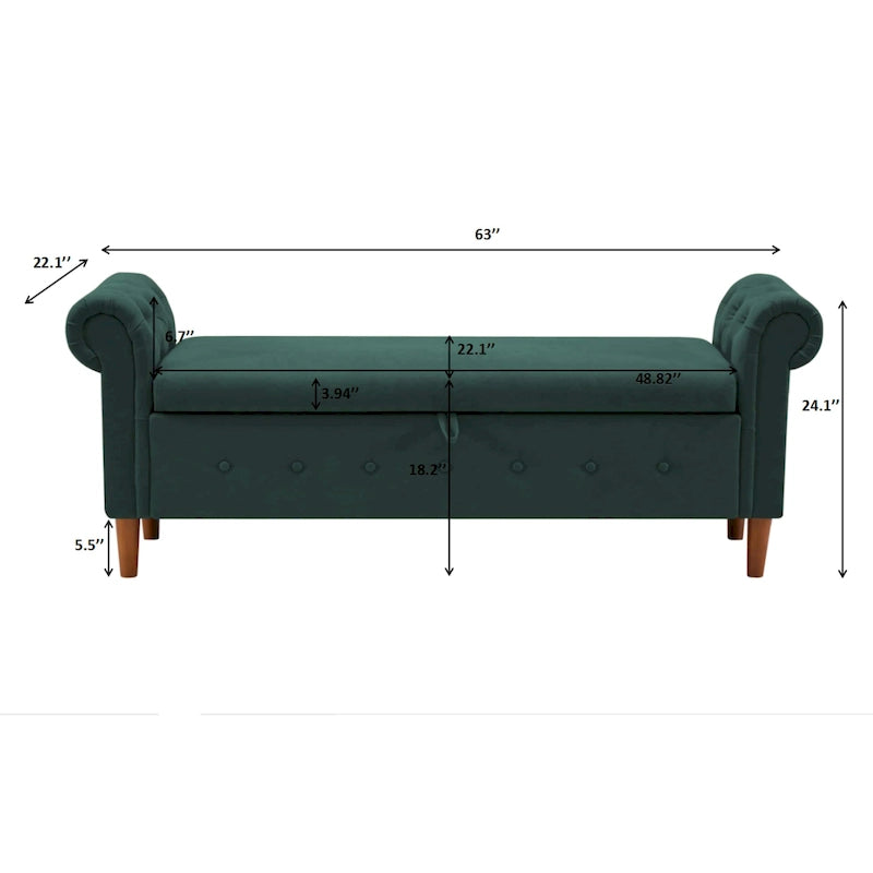 Banc coffre rectangulaire multifonction - 24,1 H x 22,1 L x 63 P