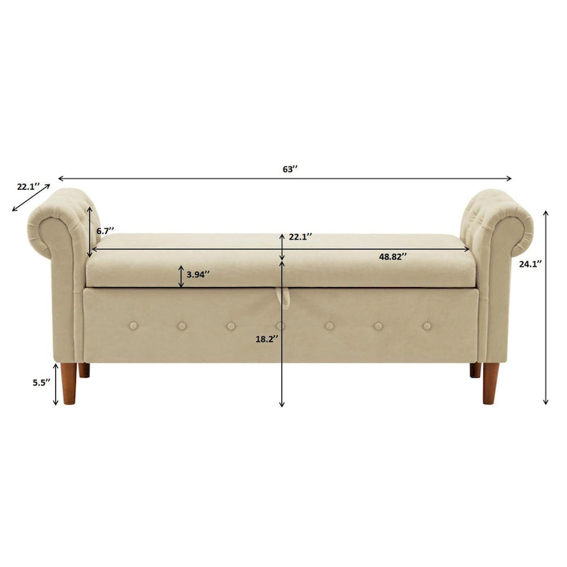 Banc coffre rectangulaire multifonction - 24,1 H x 22,1 L x 63 P