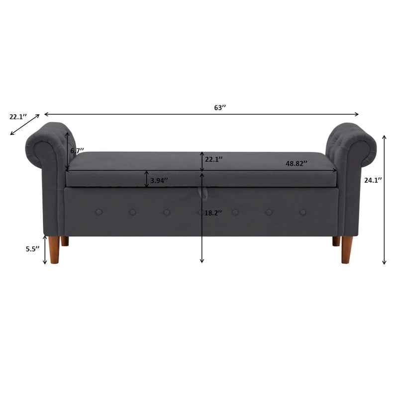 Banc coffre rectangulaire multifonction - 24,1 H x 22,1 L x 63 P