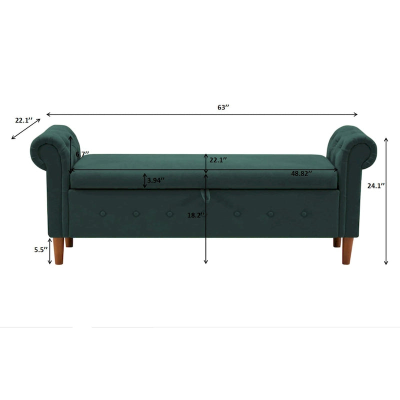 Banc coffre rectangulaire multifonction - 24,1 H x 22,1 L x 63 P