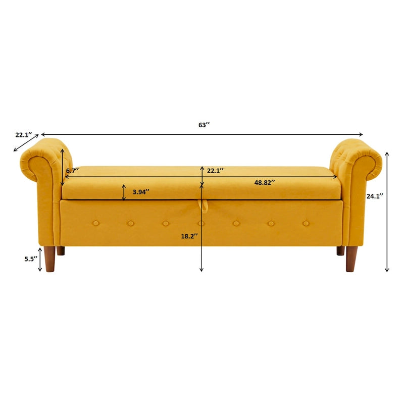 Banc coffre rectangulaire multifonction - 24,1 H x 22,1 L x 63 P