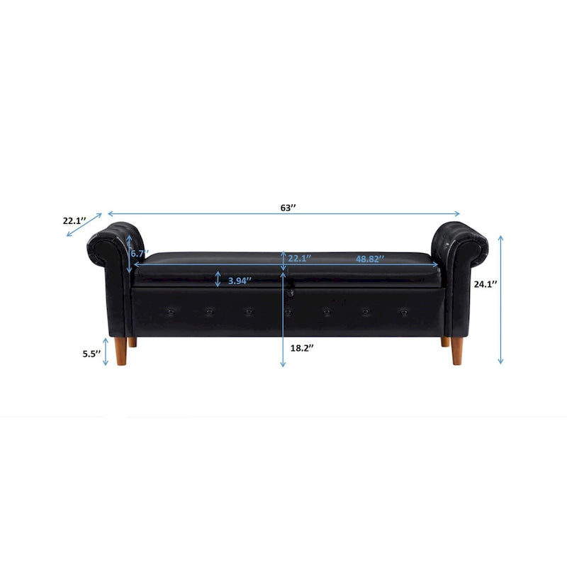 Banc coffre rectangulaire multifonction - 24,1 H x 22,1 L x 63 P