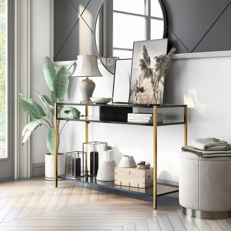 Raven Glam 48-inch Steel 3-Shelf Console Table by Furniture of America