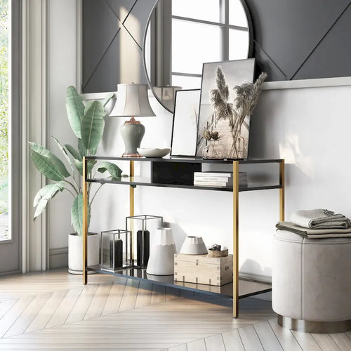 Raven Glam 48-inch Steel 3-Shelf Console Table by Furniture of America