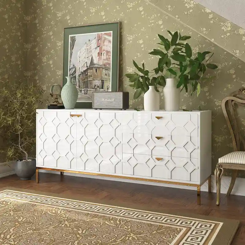 Meuble d'appoint à 2 portes avec commode à 3 tiroirs