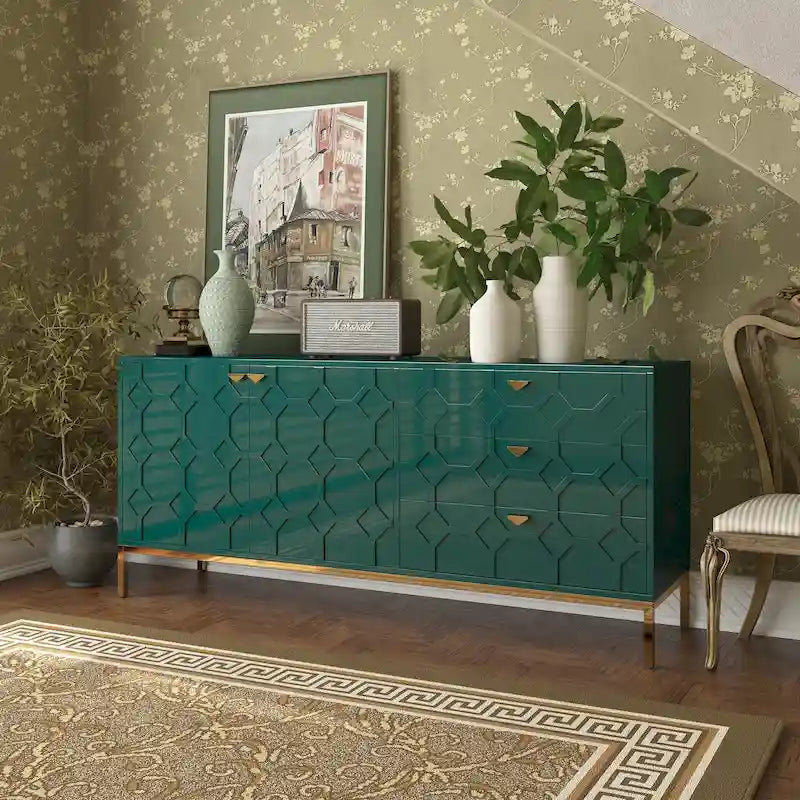 Meuble d'appoint à 2 portes avec commode à 3 tiroirs