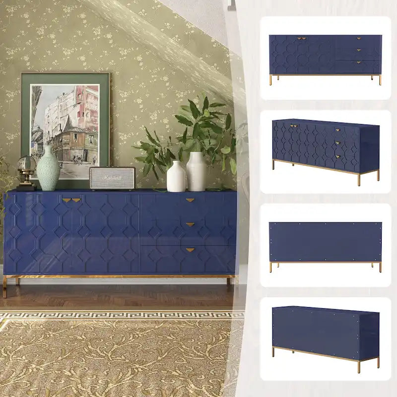 Meuble d'appoint à 2 portes avec commode à 3 tiroirs