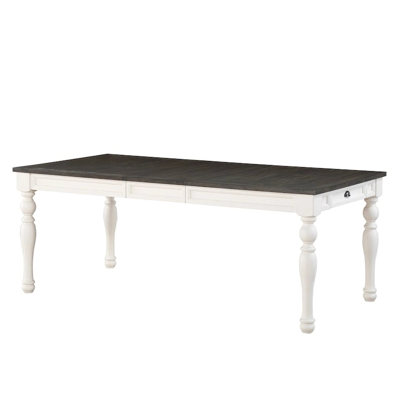 Steve Silver Jillian Farmhouse Two-Tone 80-Inch Dining Table - Two Tone Soft White and Dark Oak