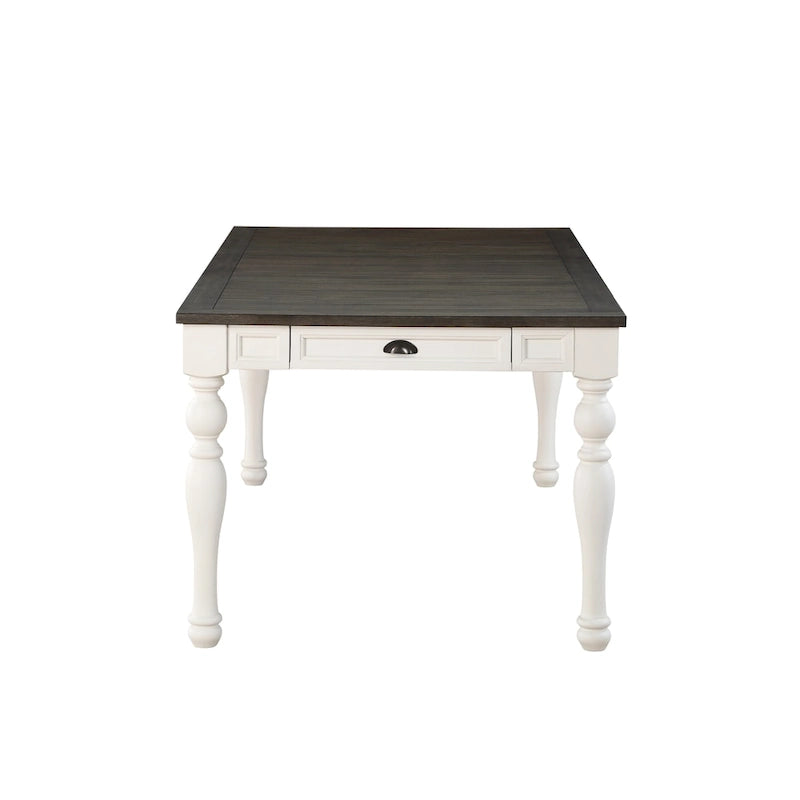 Table - Bicolore blanc doux et chêne foncé