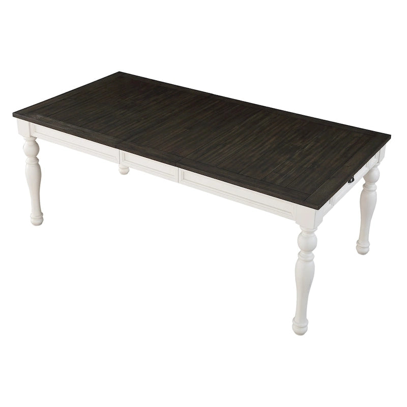 Table - Bicolore blanc doux et chêne foncé
