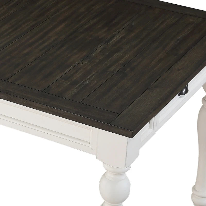 Table - Bicolore blanc doux et chêne foncé