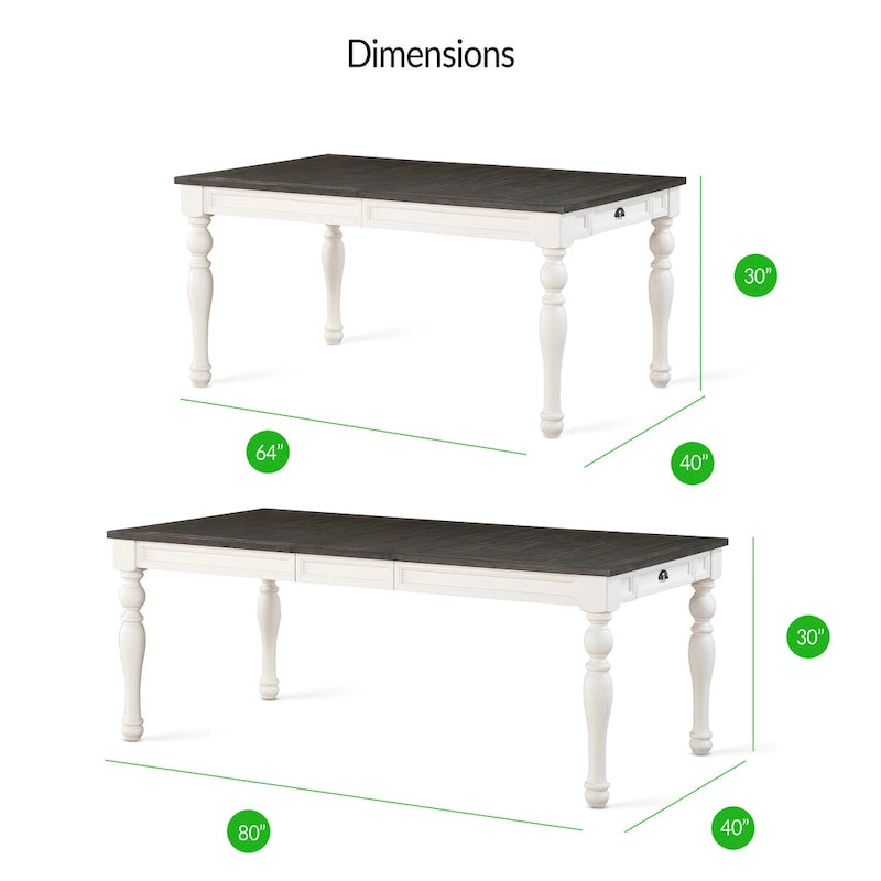 Table - Bicolore blanc doux et chêne foncé