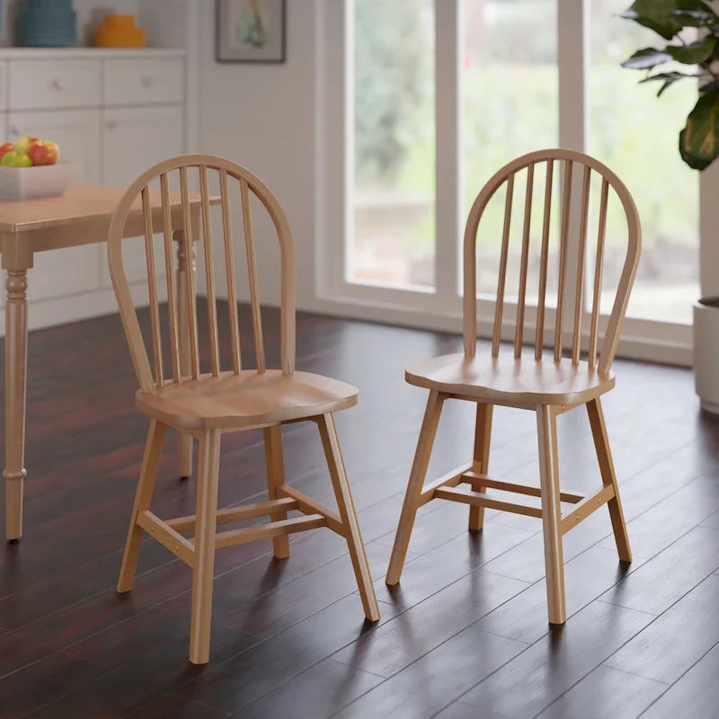Ensemble de 2 chaises Windsor, naturel
