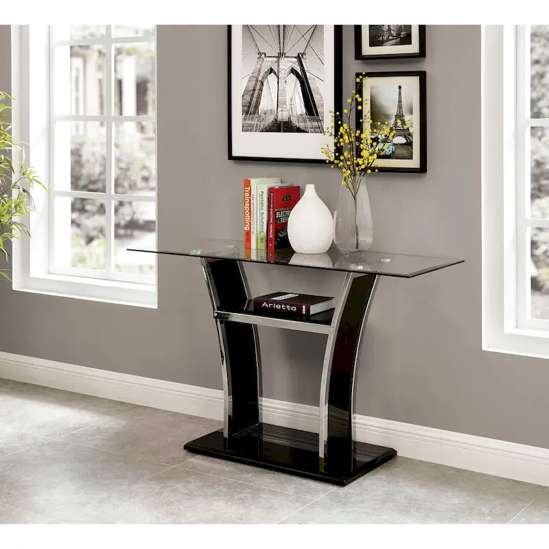 Table de canapé moderne à deux niveaux en métal de 48 pouces