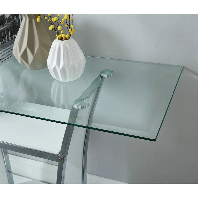 Table de canapé moderne à deux niveaux en métal de 48 pouces