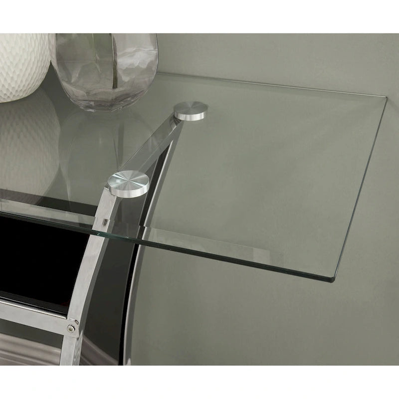 Table de canapé moderne à deux niveaux en métal de 48 pouces