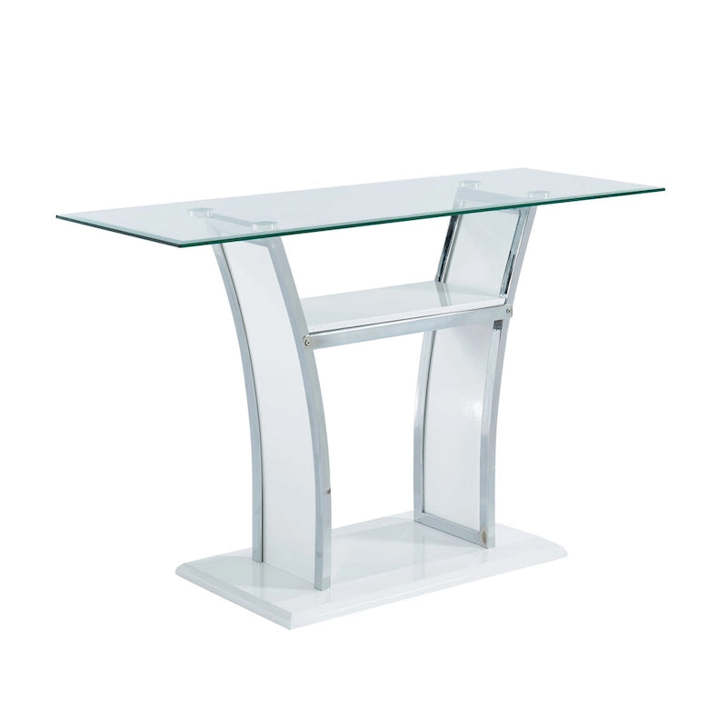 Table de canapé moderne à deux niveaux en métal de 48 pouces
