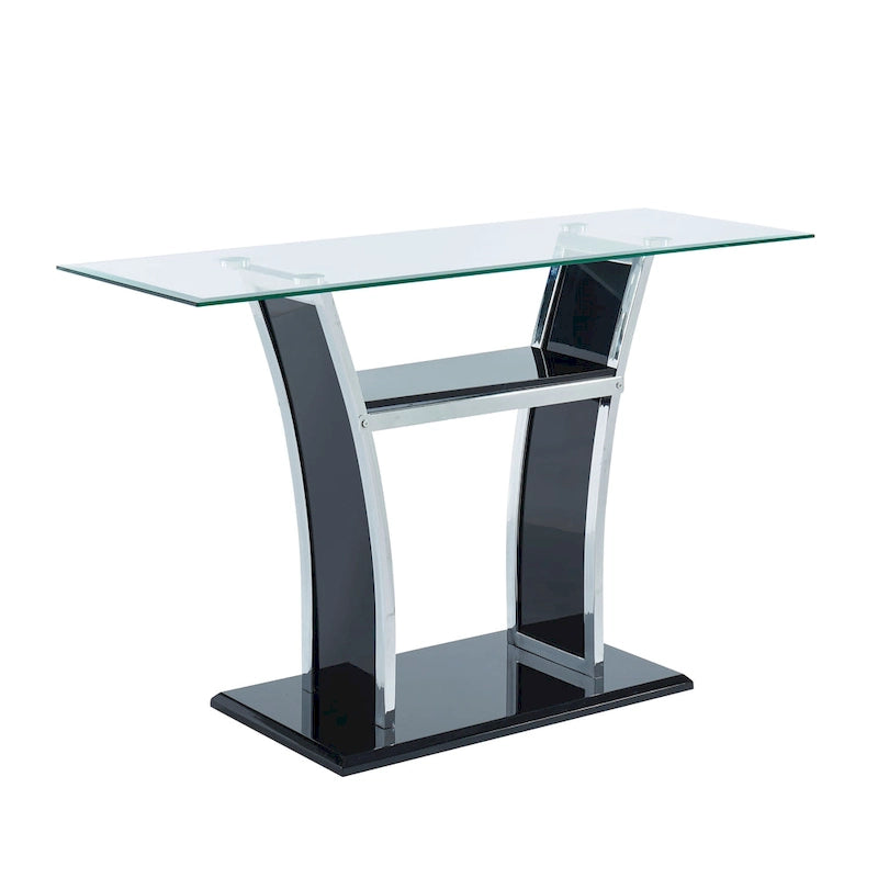 Table de canapé moderne à deux niveaux en métal de 48 pouces