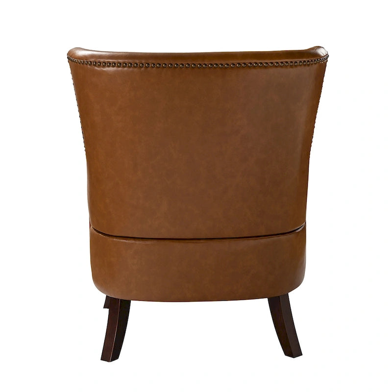 Fauteuil à oreilles ergonomique en cuir végan, style moderniste du milieu du siècle (ensemble de 2)