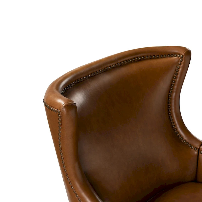 Fauteuil à oreilles ergonomique en cuir végan, style moderniste du milieu du siècle (ensemble de 2)