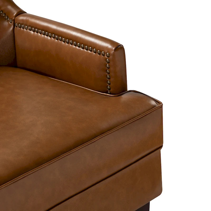 Fauteuil à oreilles ergonomique en cuir végan, style moderniste du milieu du siècle (ensemble de 2)