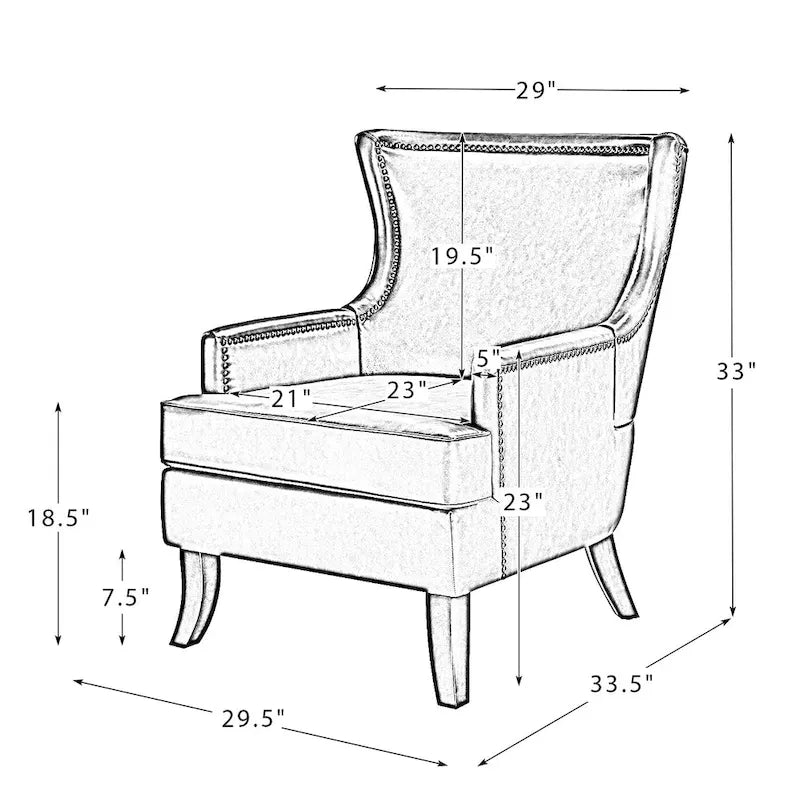 Fauteuil à oreilles ergonomique en cuir végan, style moderniste du milieu du siècle (ensemble de 2)