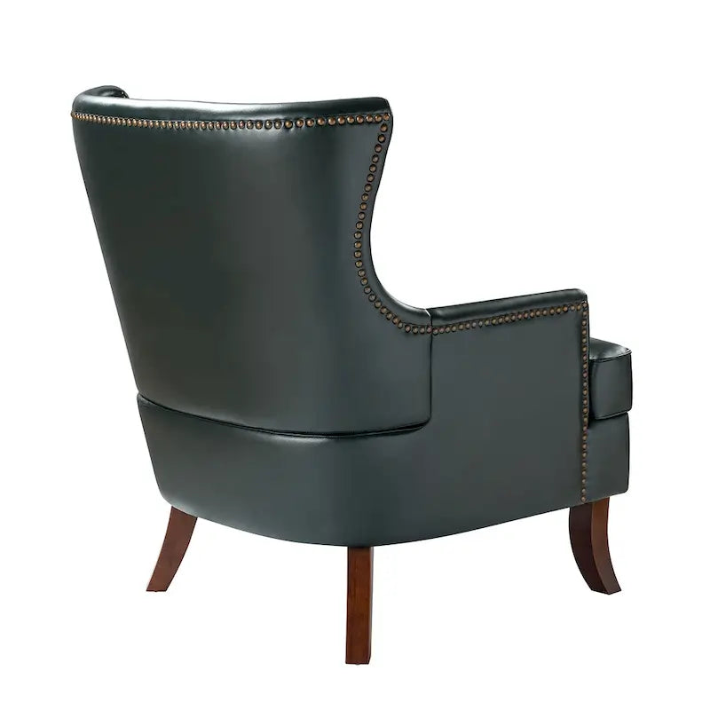 Fauteuil à oreilles ergonomique en cuir végan, style moderniste du milieu du siècle (ensemble de 2)