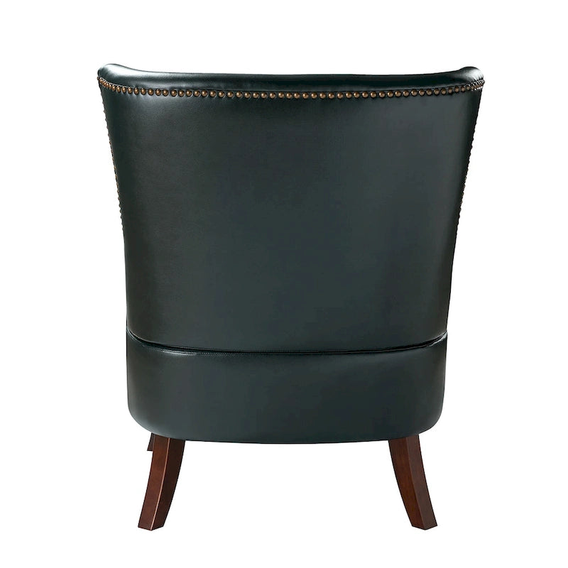 Fauteuil à oreilles ergonomique en cuir végan, style moderniste du milieu du siècle (ensemble de 2)