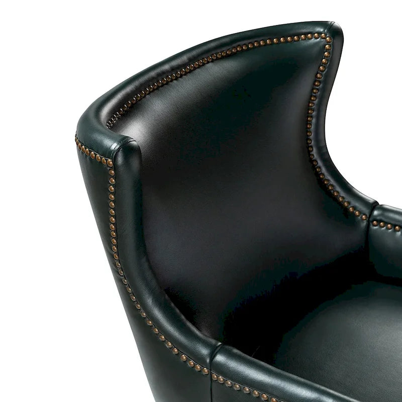 Fauteuil à oreilles ergonomique en cuir végan, style moderniste du milieu du siècle (ensemble de 2)