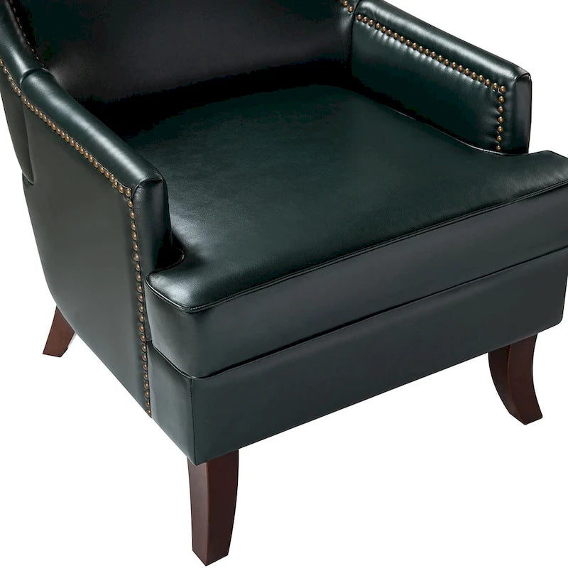 Fauteuil à oreilles ergonomique en cuir végan, style moderniste du milieu du siècle (ensemble de 2)