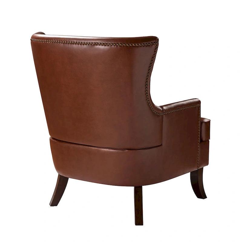 Fauteuil à oreilles ergonomique en cuir végan, style moderniste du milieu du siècle (ensemble de 2)