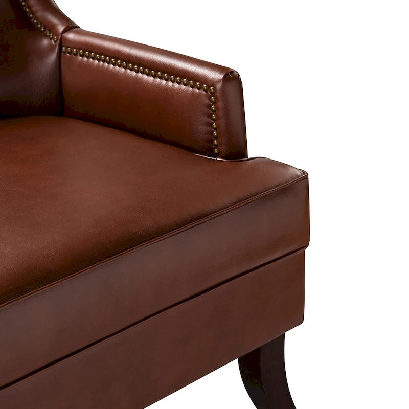 Fauteuil à oreilles ergonomique en cuir végan, style moderniste du milieu du siècle (ensemble de 2)
