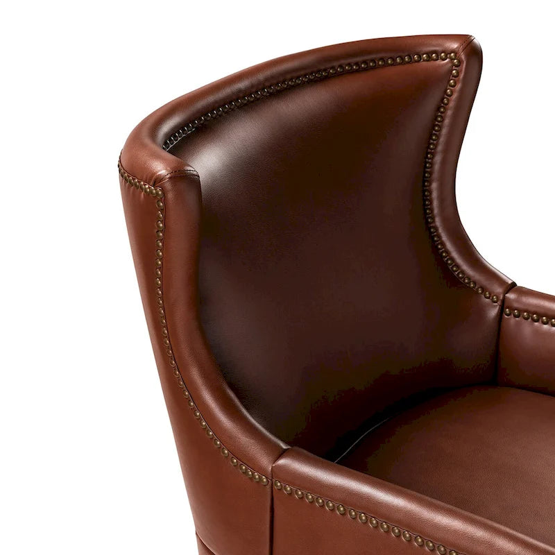 Fauteuil à oreilles ergonomique en cuir végan, style moderniste du milieu du siècle (ensemble de 2)