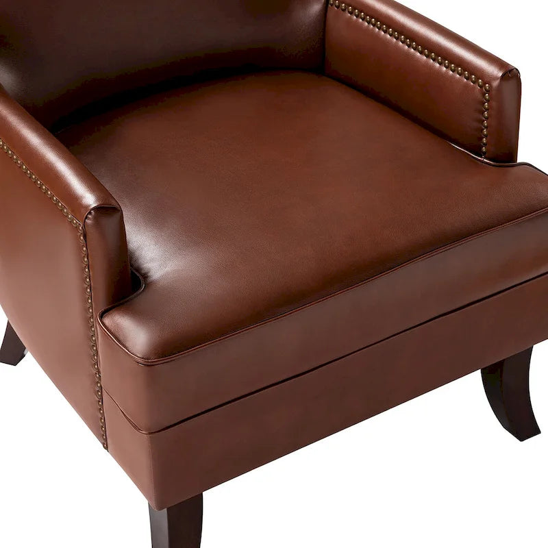 Fauteuil à oreilles ergonomique en cuir végan, style moderniste du milieu du siècle (ensemble de 2)