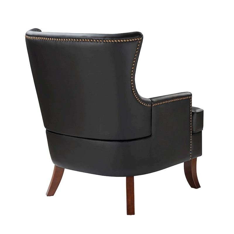 Fauteuil à oreilles ergonomique en cuir végan, style moderniste du milieu du siècle (ensemble de 2)