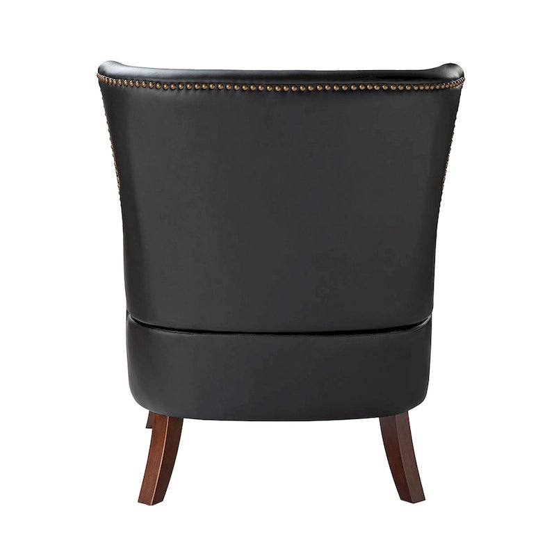 Fauteuil à oreilles ergonomique en cuir végan, style moderniste du milieu du siècle (ensemble de 2)