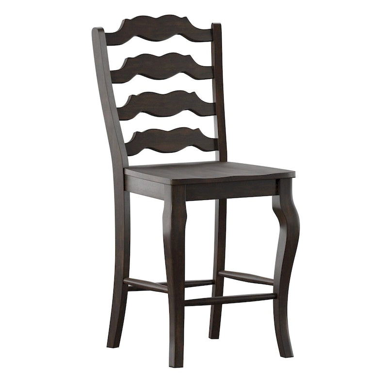 Tabourets de bar à dossier à barreaux en bois (lot de 2)