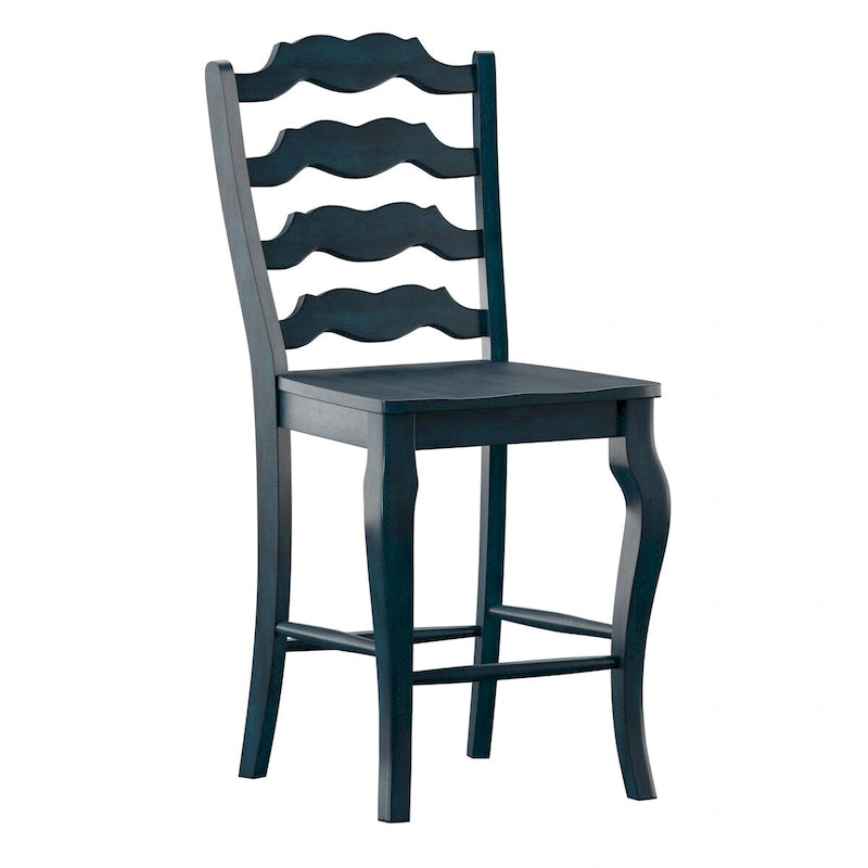 Tabourets de bar à dossier à barreaux en bois (lot de 2)